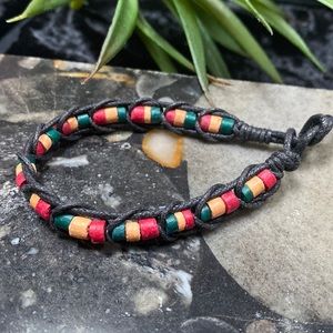Rasta Reggae Coco Bead Bracelet Adjustable